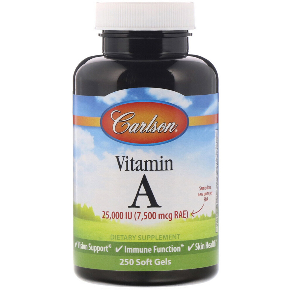 Carlson Labs , Vitamin A, 7,500 Mcg Rae (25,000 Iu ), 250 Soft Gels