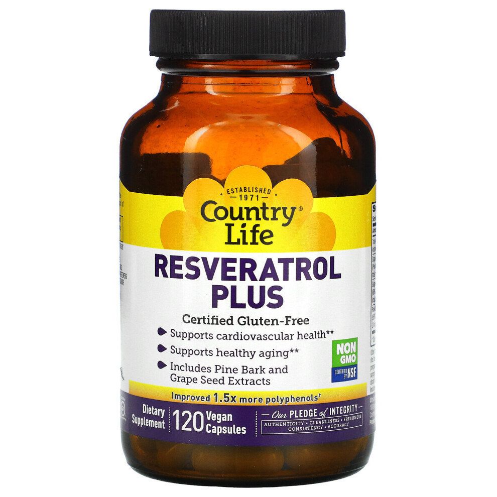 Country Life , Resveratrol Plus, 120 Vegan Capsules
