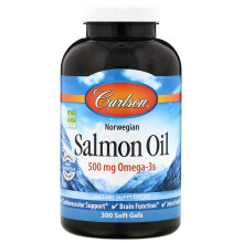 Carlson - Laxolja 500 mg Omega-3 Norsk Hjrta Hjrna & Ledhlsa 300 Softgels