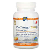 Nordic Naturals, ProOmega 2000 Jr., Erdbeere, 650 mg, 60 Weichkapseln