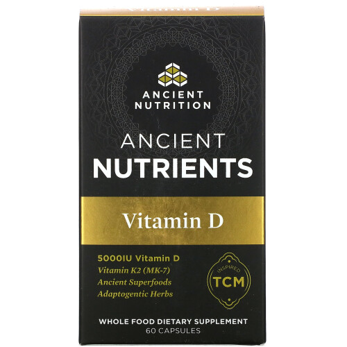 Ancient Nutrition, Vitamin D, 5.000 IE, 60 Kapseln