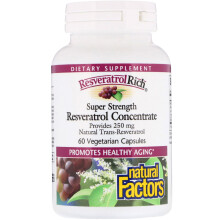 Natural Factors, ResveratrolRich, Super Stärke, Resveratrol Konzentrat, 60 Vegetarische Kapseln
