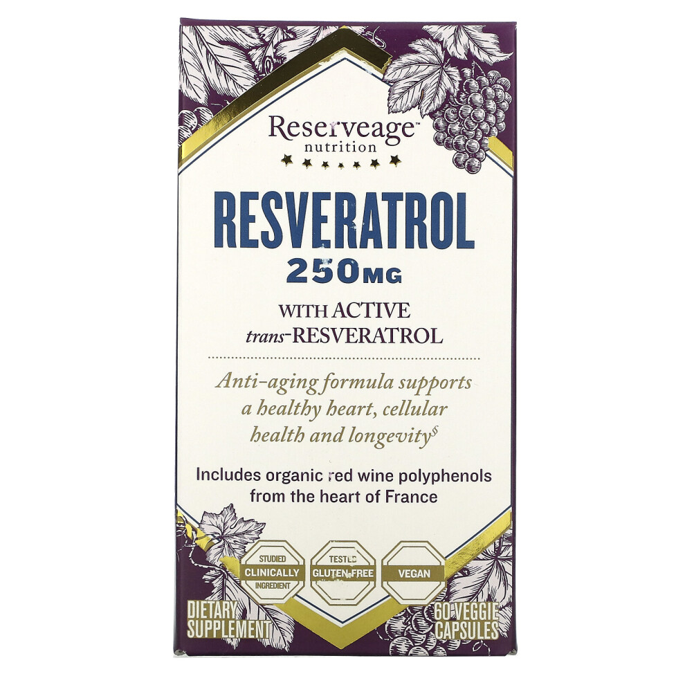 Reserveage Nutrition , Resveratrol, 250 Mg, 60 Veggie Capsules