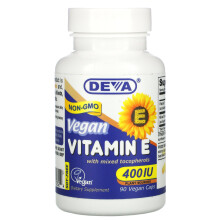 Deva, Vitamine E Végétalienne avec Mélange de Tocophérols, 400 UI, 90 Gélules Végétaliennes