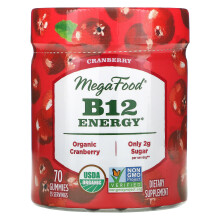 MegaFood, Énergie B12, Canneberge, 70 Gommes
