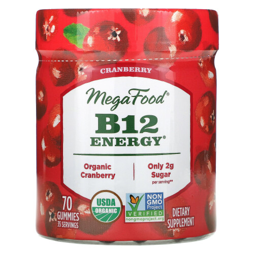 MegaFood, B12 Energie, Cranberry, 70 Gummis