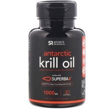 Sports Research, Huile de Krill Oméga-3, Double Concentration, 1 000 mg, 30 Gélules