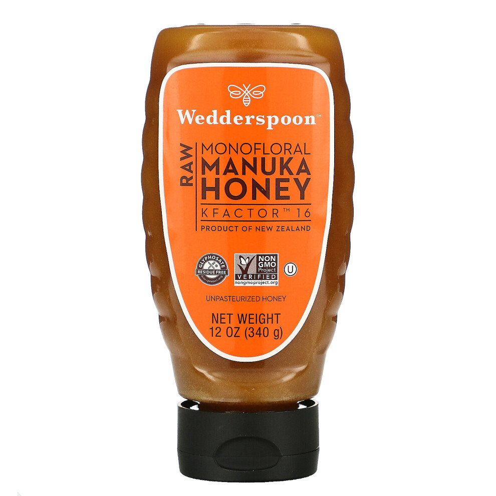 Wedderspoon , Raw Monofloral Manuka Honey, Kfactor 16, 12 Oz (340 G)
