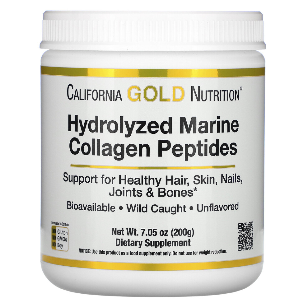 California Gold Nutrition, Hydrolyzed Marine Collagen Peptides, Unflavored,  7.05 oz (200 g)