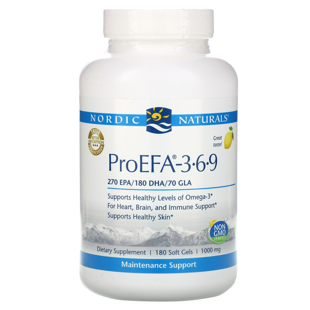 Nordic Naturals , Proefa - 3-6-9, Lemon 1,000 Mg, 180 Softgels