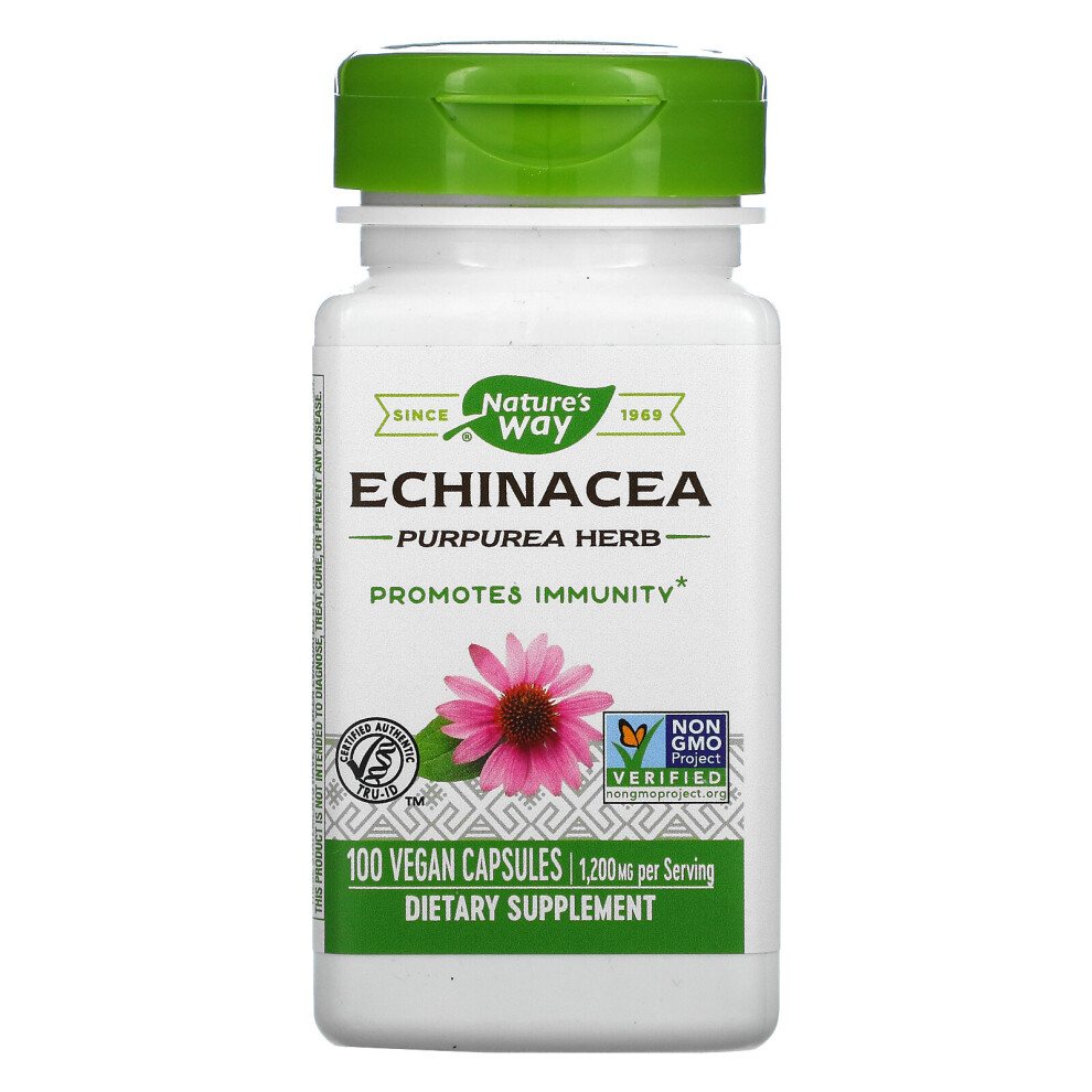 Nature's Way , Echinacea Purpurea Herb, 1,200 Mg, 100 Vegan Capsules
