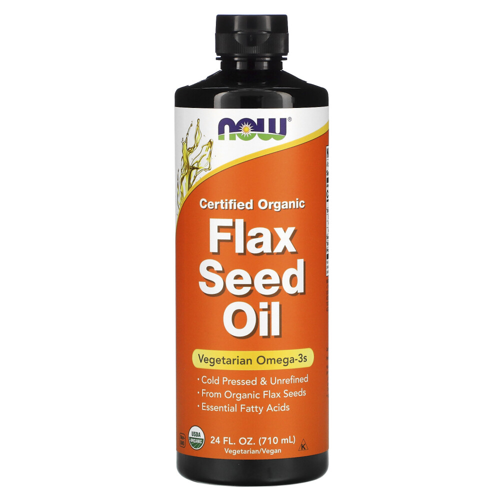 Now Foods, Certified Organic Flax Seed Oil, 24 fl oz (710 ml)