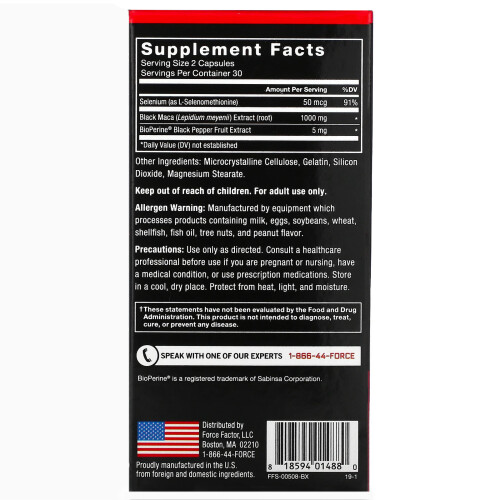 Force Factor, Schwarze Maca, 60 Kapseln 1