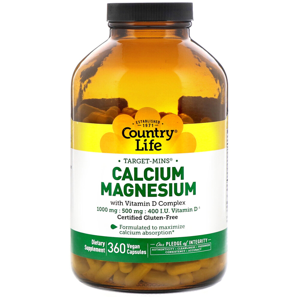 Country Life , Target-Mins Calcium Magnesium With Vitamin D Complex, 360 Vegan Capsules