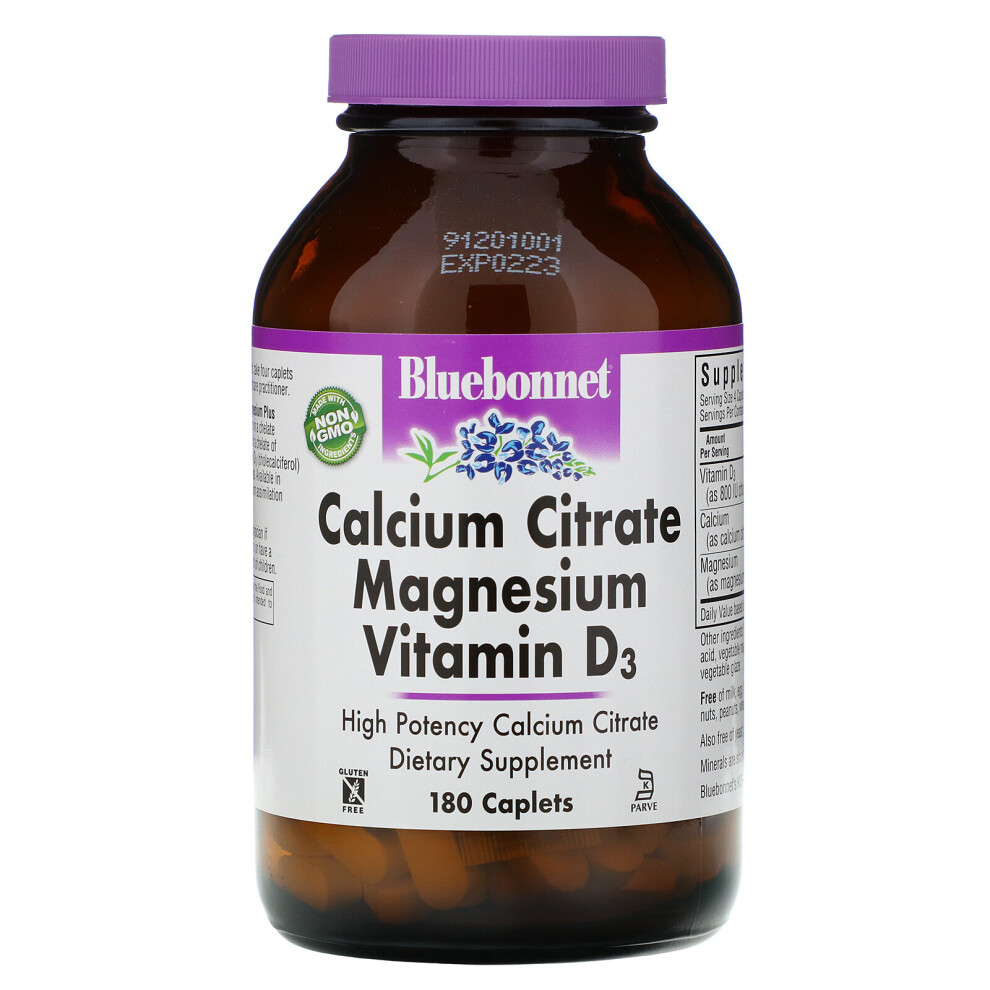 Bluebonnet Nutrition , Calcium Citrate Magnesium Vitamin D3, 180 Caplets