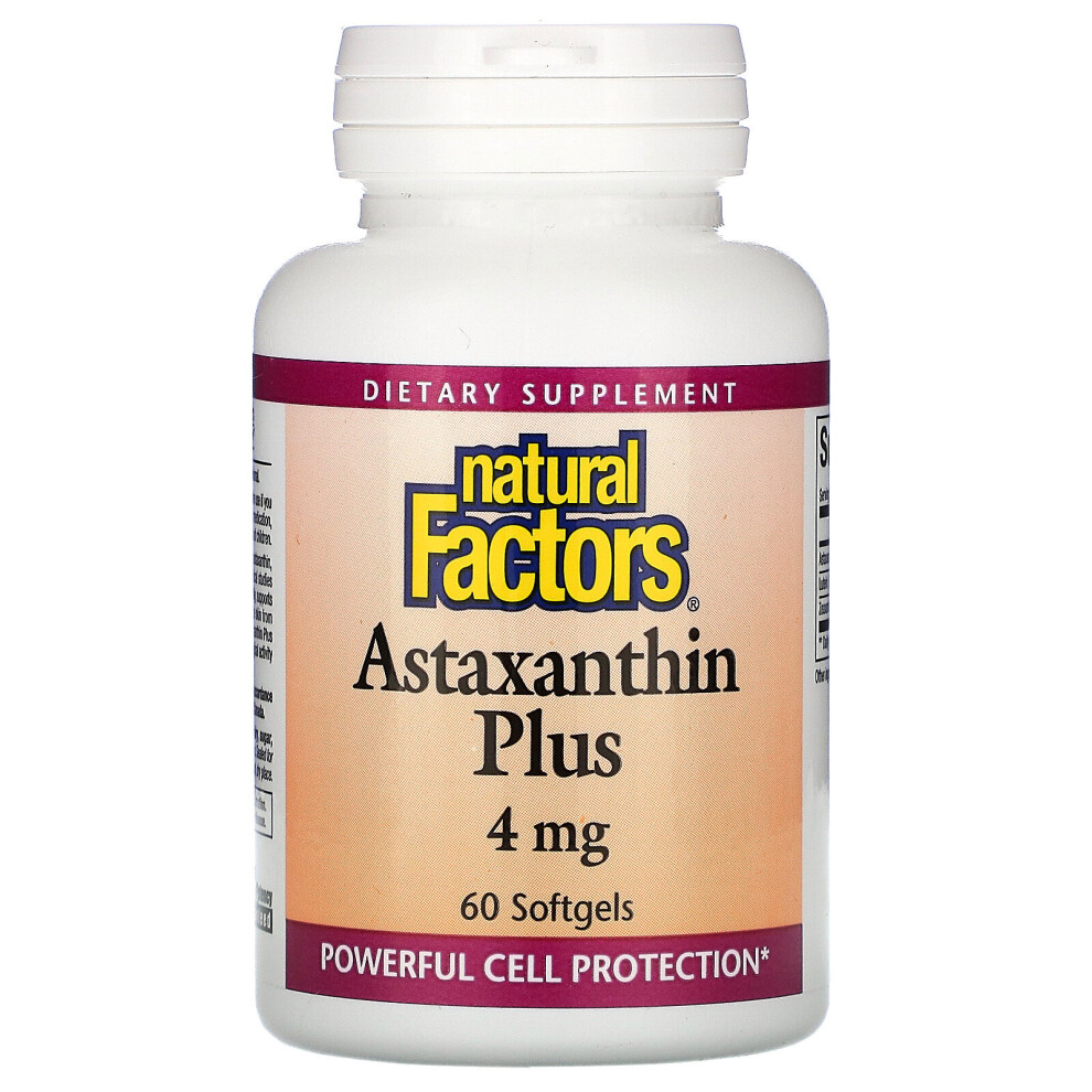 Natural Factors , Astaxanthin Plus, 4 Mg, 60 Softgels