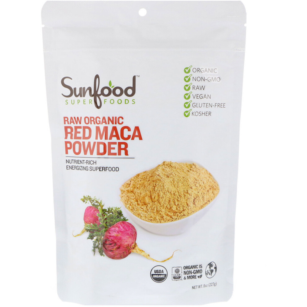 Sunfood Red Raw Organic Maca Powder, 8 Oz (227 G)