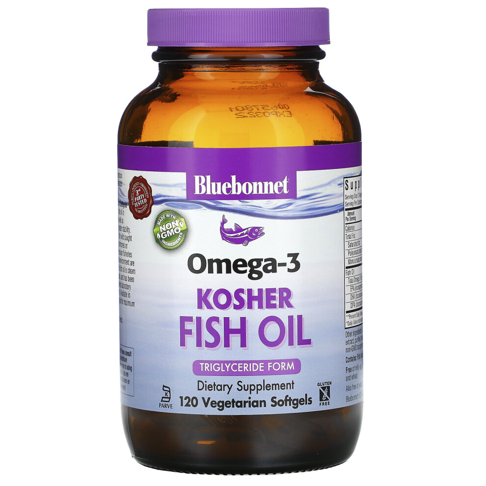 Bluebonnet Nutrition , Omega-3 Kosher Fish Oil, 120 Vegetarian Softgels