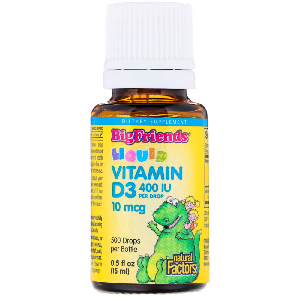 Natural Factors , Big Friends, Liquid Vitamin D3, 10 Mcg 400 Iu, 0.5 Fl Oz (15 Ml)