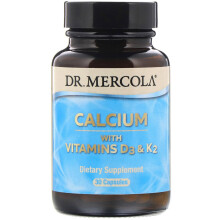 Dr. Mercola, Calcium avec Vitamines D3 & K2, 30 Gélules