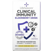 LifeSeasons, Clinical Immunity Elderberry Drink Mix, Berry-Lemon, 39,000 mg, 5 Packets, 3.14 g Each