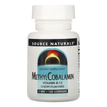 Source Naturals, Methylcobalamin Vitamin B12, Kirsche, 1 mg, 120 Lutschtabletten