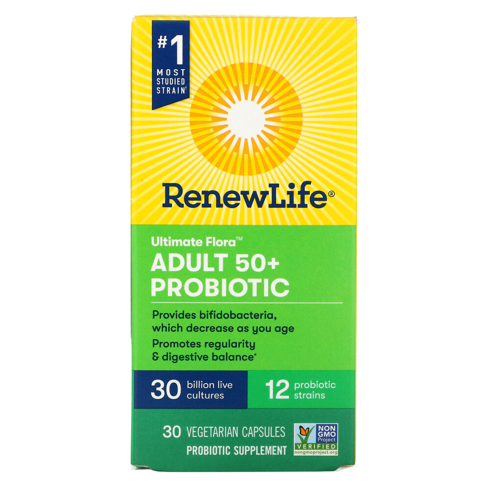 Renew Life , Ultimate Flora, Adult 50+ Probiotic, 30 Billion Live Cultures, 30 Vegetarian Capsules