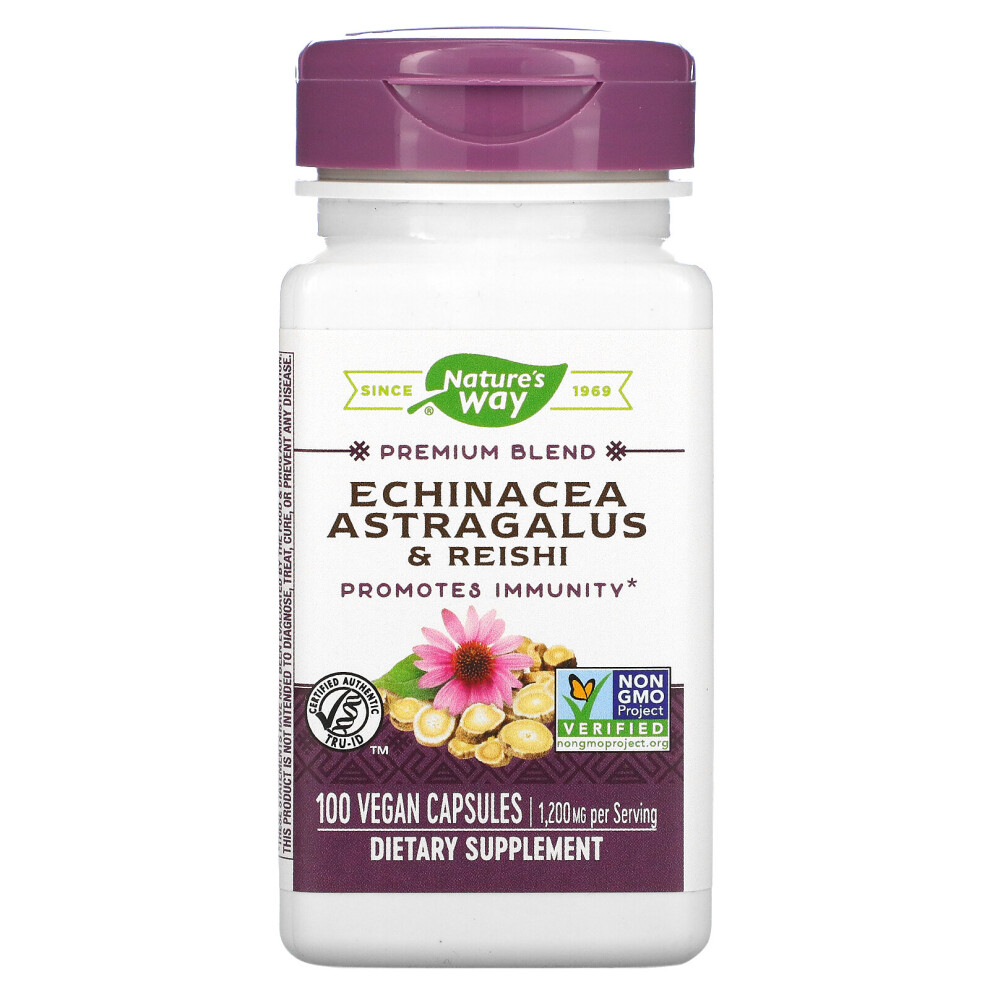 Nature's Way , Echinacea Astragalus & Reishi, 1,200 Mg, 100 Vegan Capsules