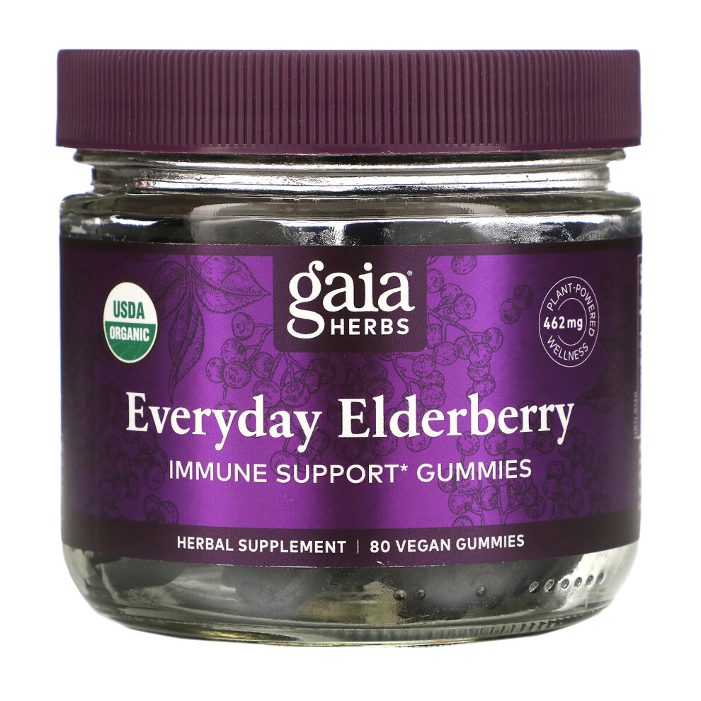 Gaia Herbs , Everyday Elderberry Immune Support Gummies, 80 Vegan Gummies