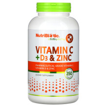 NutriBiotic, Immunität, Vitamin C + D3 & Zink, 250 Kapseln