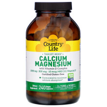 Country Life, Target-Mins, Calcium Magnésium avec Complexe de Vitamine D, 240 Capsules Végétaliennes