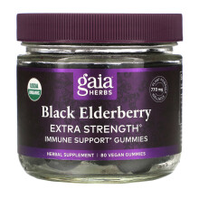 Gaia Herbs, Sureau Noir, Gommes Soutien Immunitaire Extra Fort, 80 Gommes Végétaliennes