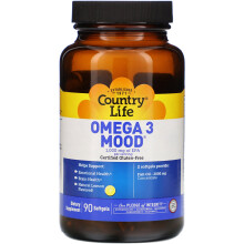 Country Life, Omega 3 Stimmung, Natürliche Zitrone, 90 Weichkapseln