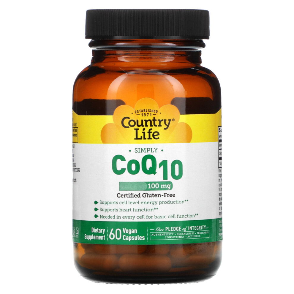 Country Life , Simply Coq10, 100 Mg, 60 Vegan Capsules