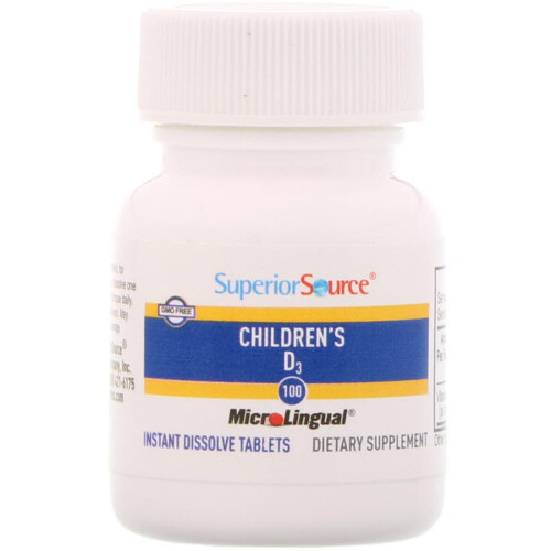 Superior Source, D3 Enfants, 10 mcg (400 UI), 100 Comprimés MicroLinguaux à Dissolution Instantanée 2