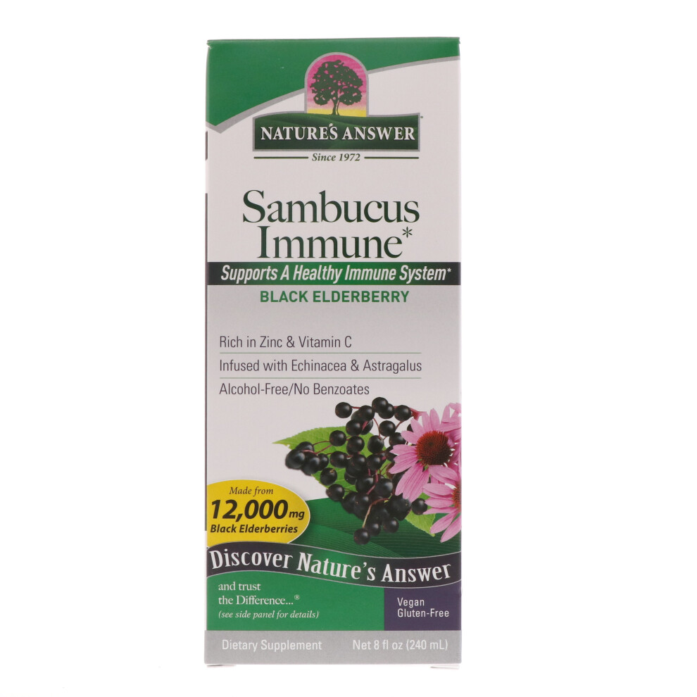 Nature's Answer Black Sambucus Immune, Infused With Echinacea & Astragalus, 12,000 Mg, 8 Fl Oz (240 Ml)