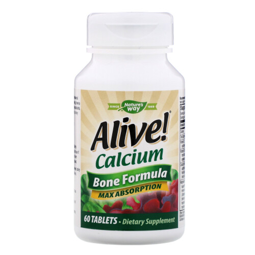 Nature's Way, Alive!, Calcium, Bone Formula, 1,300 mg, 60 Tablets 2
