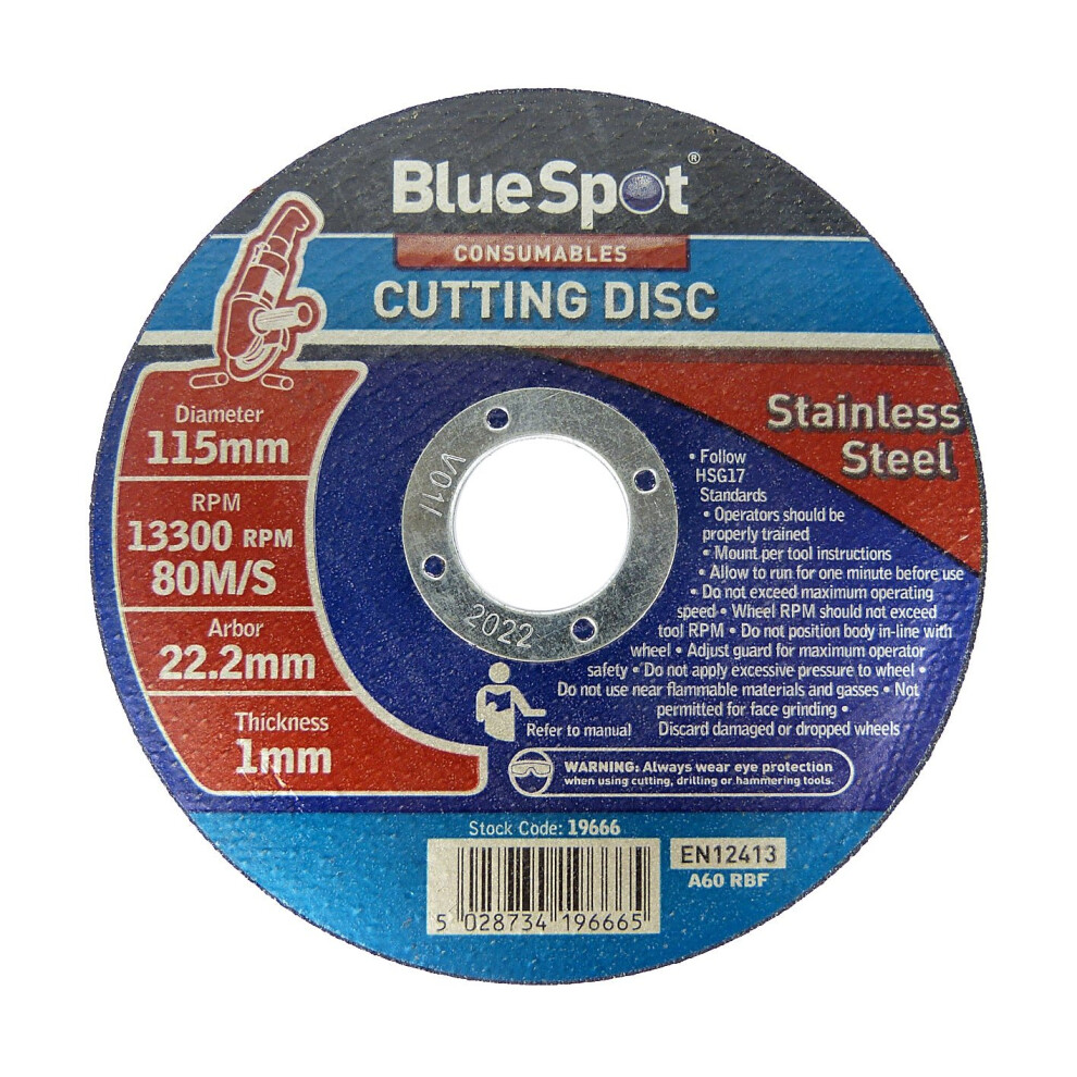 (600 Pack) Bluespot 4.5" 115mm Ultra Thin Metal Cutting Discs