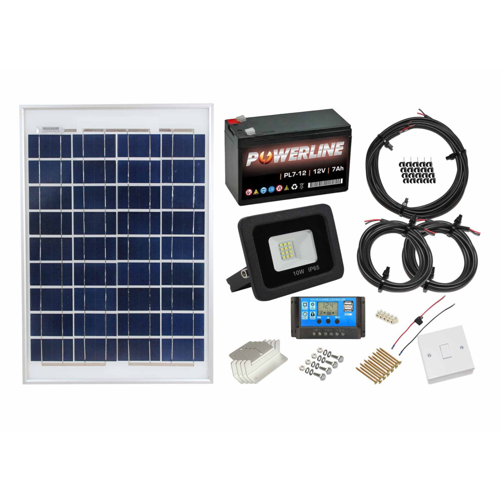 Solar Powered Lighting Kit Sheds Garage Off Grid up to 4hrs per day 10w Light