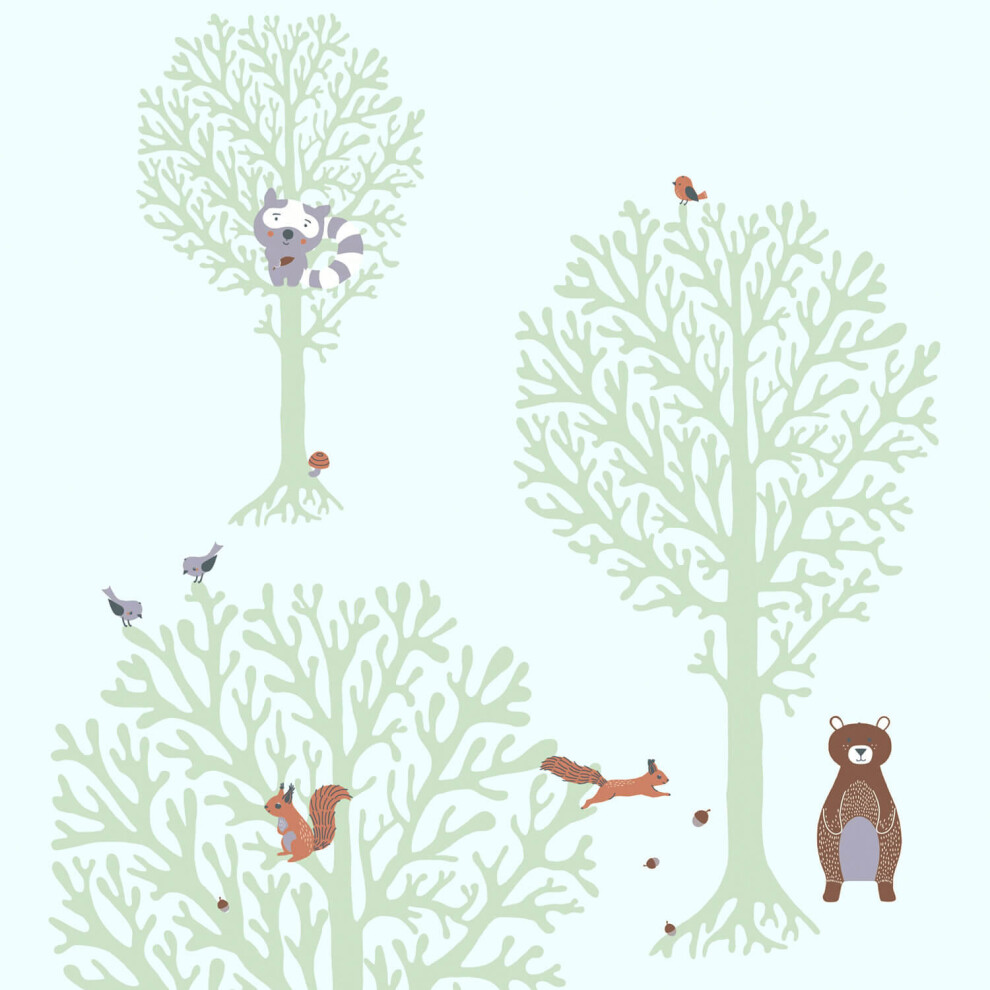 Photos - Wallpaper Profhome 381342-GU Children  wall matt green brown 5.33 m2 (57 ft2)