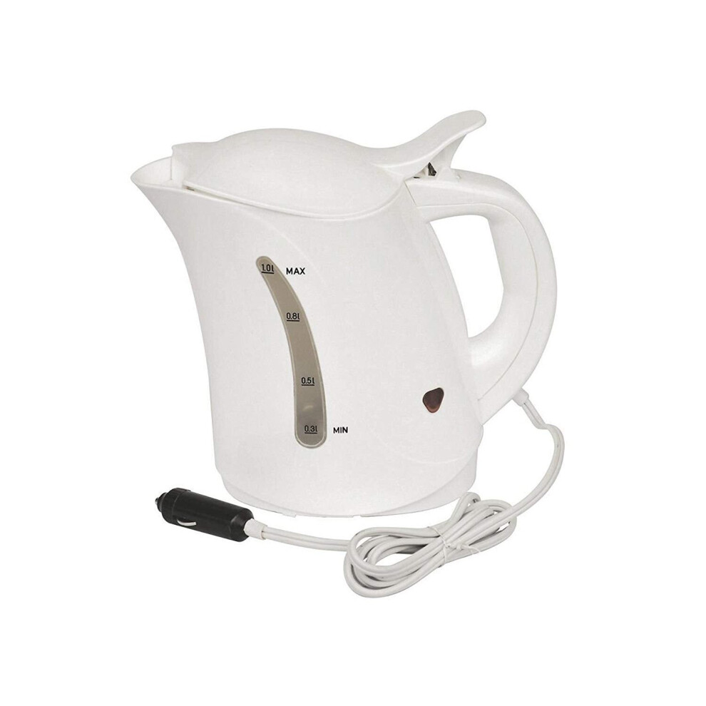 Car Travel Kettle Camping Water Kettle 12v Cigarette Lighter - White