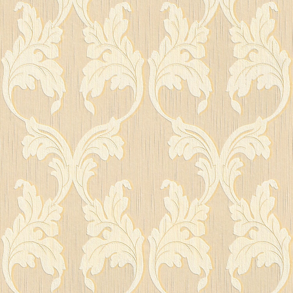 Photos - Wallpaper Profhome 956282-GU Fabric look  wall matt beige yellow 5.33 m2 (57 ft2)