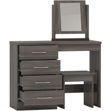 Nevada 4 Drawer Dressing Table Set Black Wood Grain