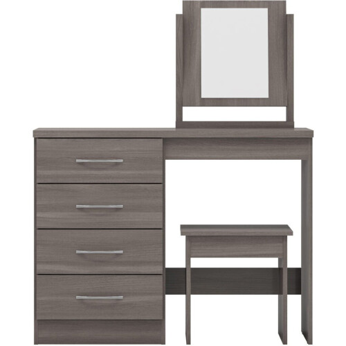 Nevada 4 Drawer Dressing Table Set Black Wood Grain 2