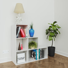 (No Drawers) Charles Jacobs White 3 Tier 6 Cube Storage Bookcase Shelf Display Unit with Choice of Drawers