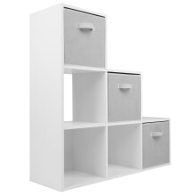 (3 White Drawers) Charles Jacobs White 3 Tier 6 Cube Storage Bookcase Shelf Display Unit with Choice of Drawers
