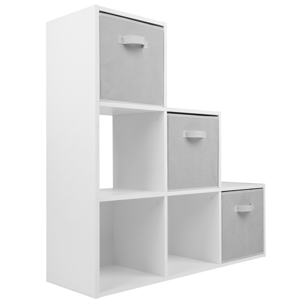 (3 White Drawers) Charles Jacobs White 3 Tier 6 Cube Storage Bookcase Shelf Display Unit with Choice of Drawers