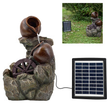 (SOLAR CARTWHEEL FOUNTAIN) GEEZY Solar LED Outdoor Garden Water Feature Cascading Fountain Statue Home Decoration