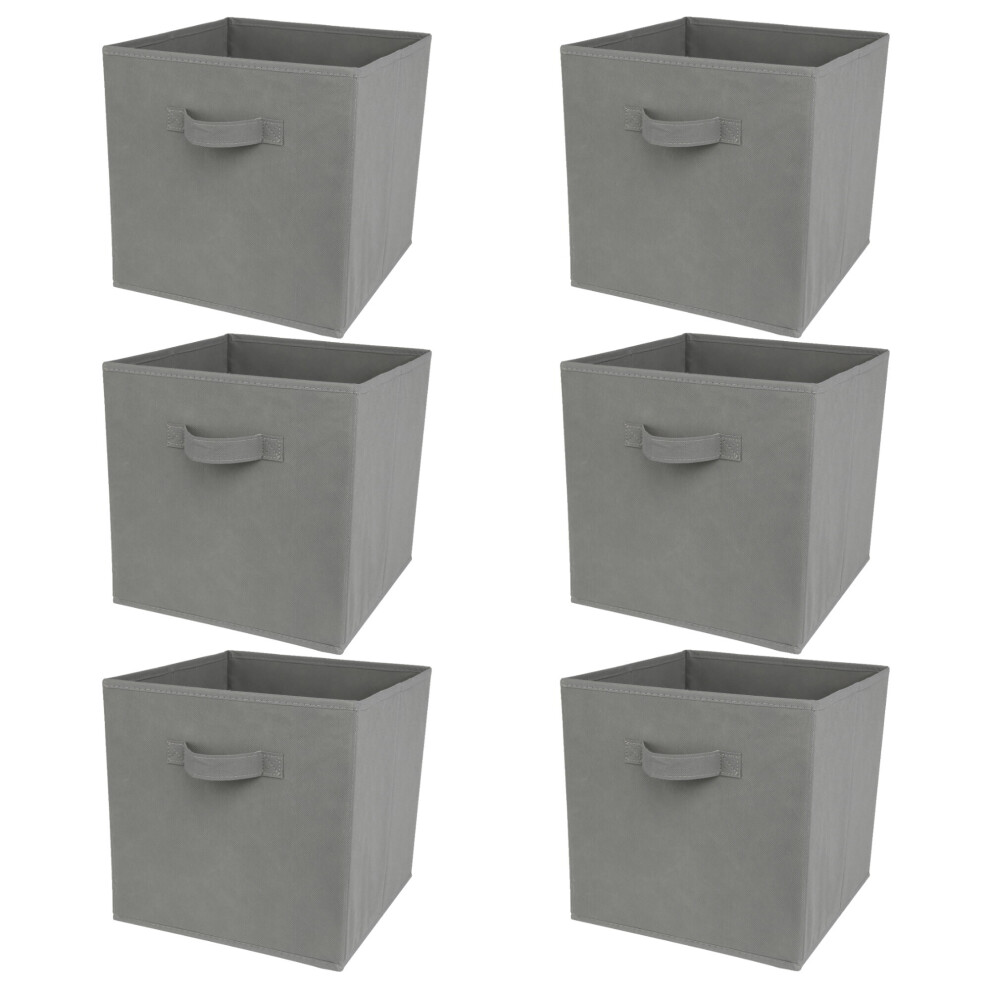 (6 Grey Drawers Only) White 3 Tier 6 Cube Storage Bookcase Shelf Display Unit with Choice of Drawers