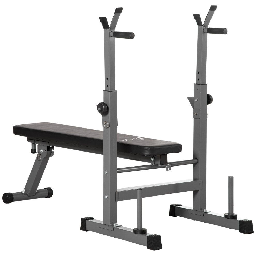 HOMCOM Adjustable Weight Bench Foldable with Barbell Rack and Dip Station 